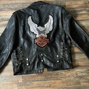 Harley Davidson FMC vtg biker moto leather jacket eagle vintage rare unisex men